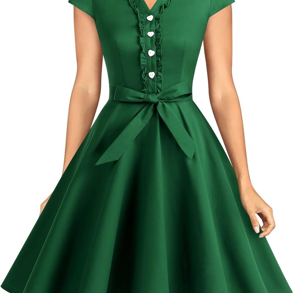 2/$30 - Wedtrend Green A-Line Midi Dress